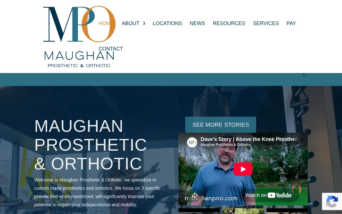 Homepage of Maughan Prosthetic & Orthotic, INC.