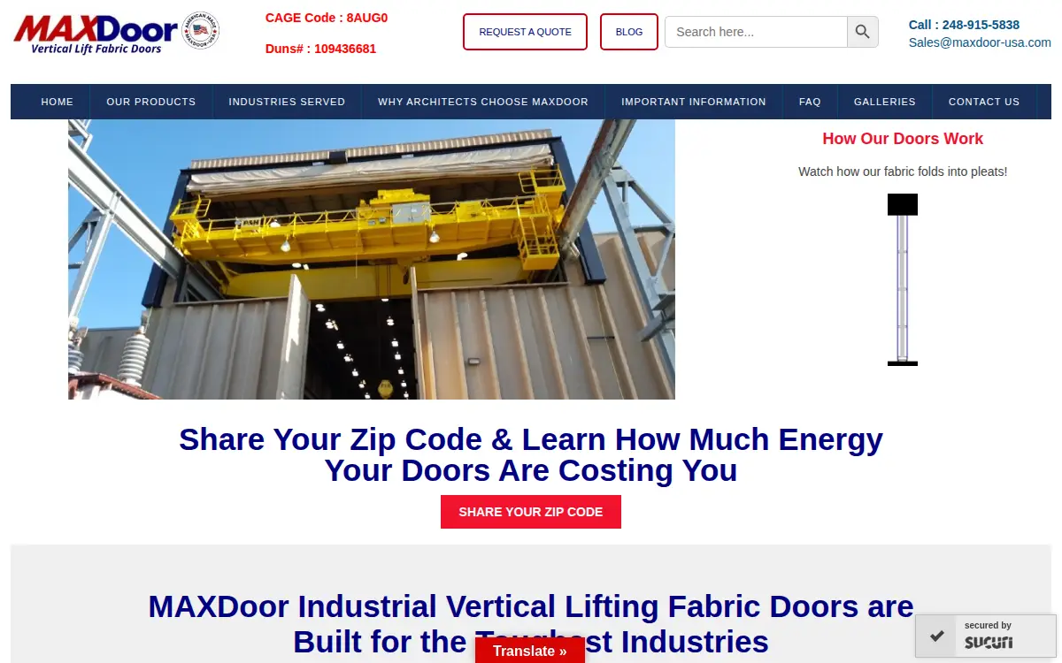 Homepage of Maxdoor LLC