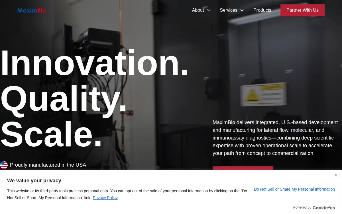 Homepage of Maxim Biomedical, INC