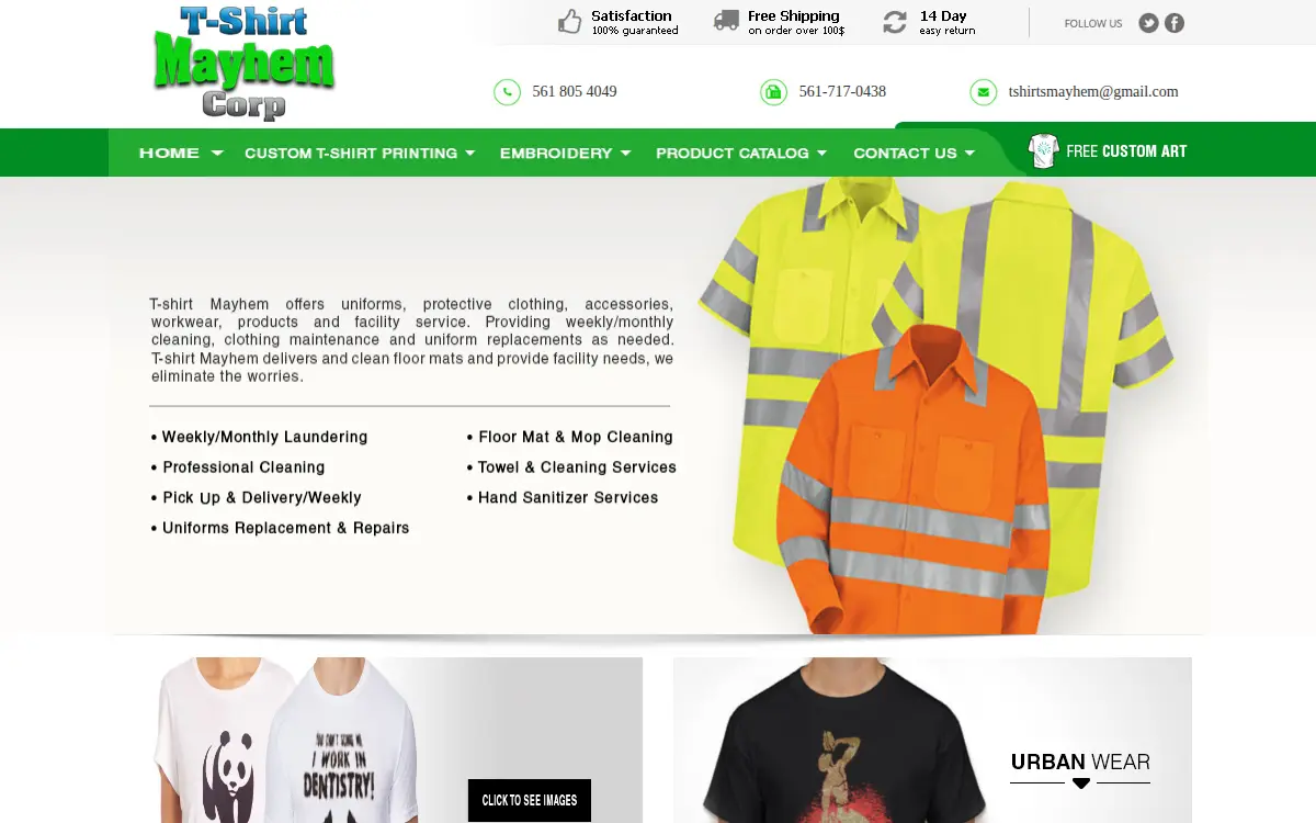 Homepage of T-shirt Mayhem CORP