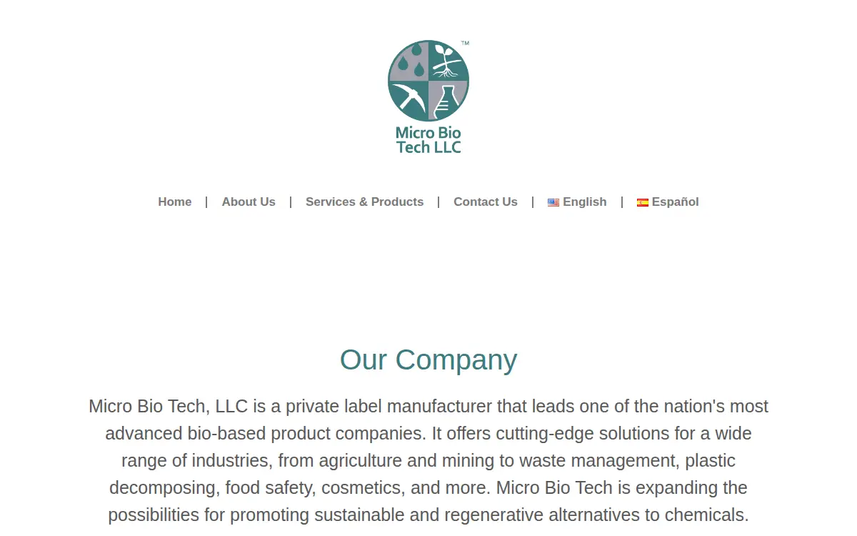 Homepage of Micro Bio Tech LLC