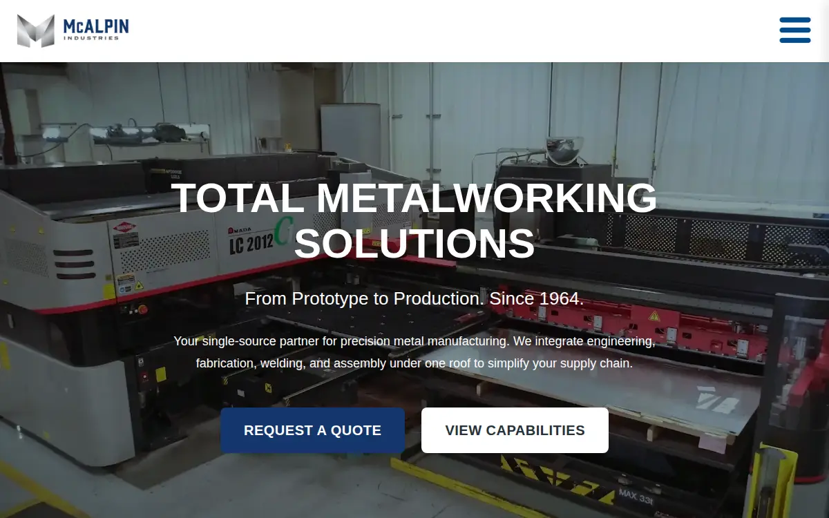 Homepage of Mcalpin Industries INC.