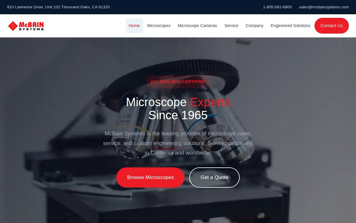 Homepage of Mcbain Systems a California Limited Partnership