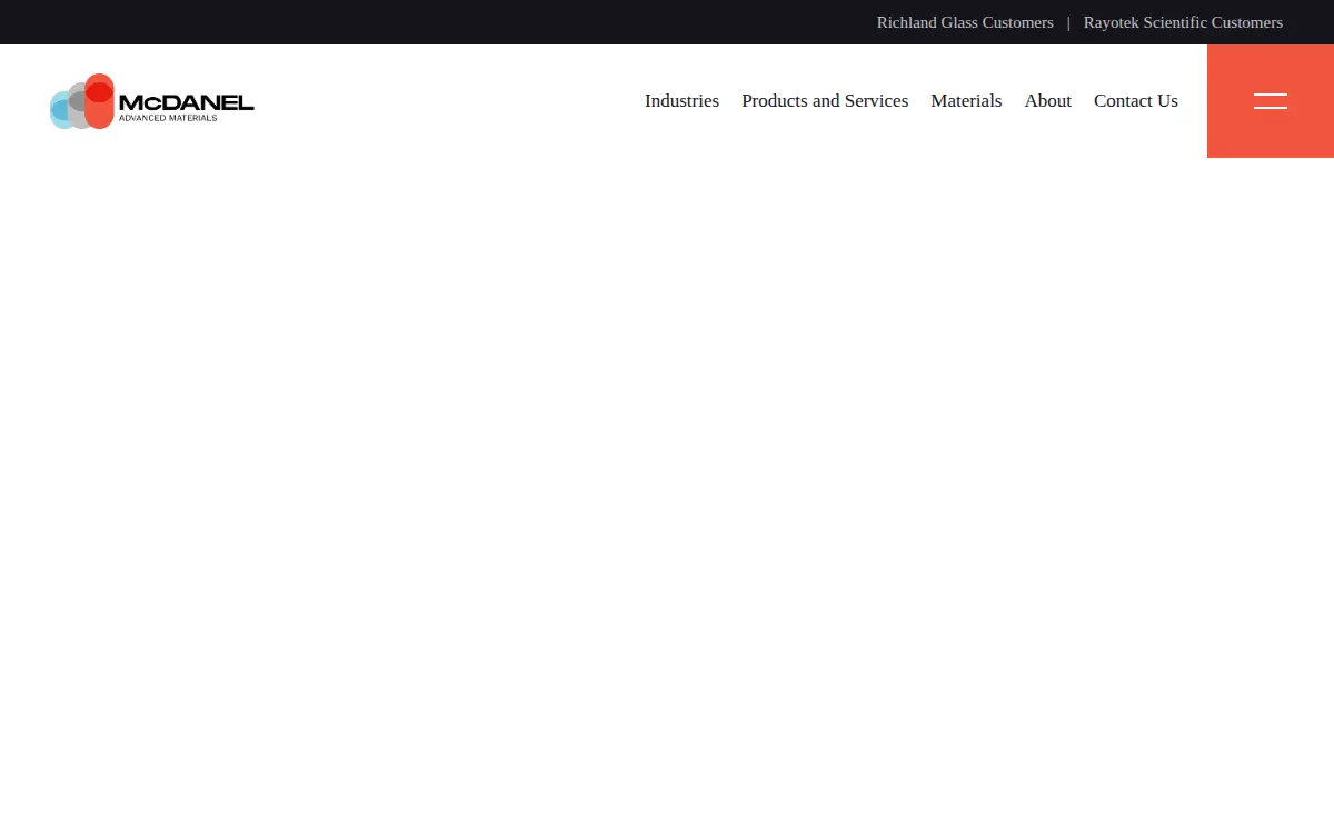 Homepage of Mcdanel Advanced Ceramic Technologies, LLC