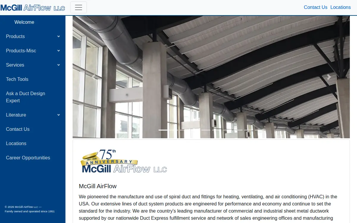 Homepage of Mcgill Airflow LLC