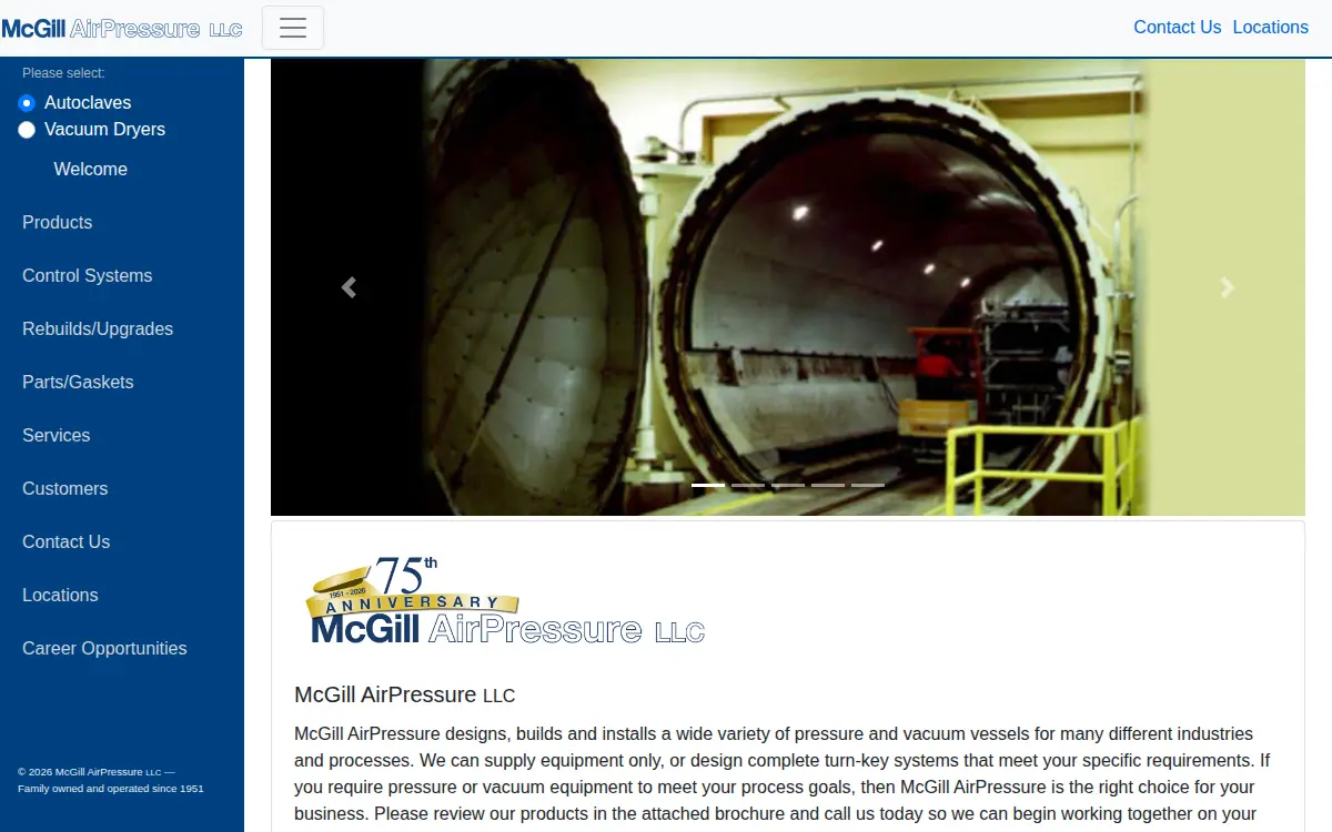 Homepage of Mcgill Airpressure LLC