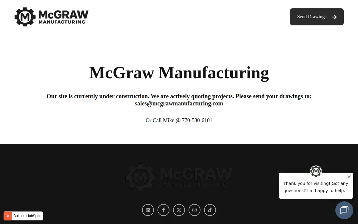 Homepage of Mcgraw Manufacturing, INC.