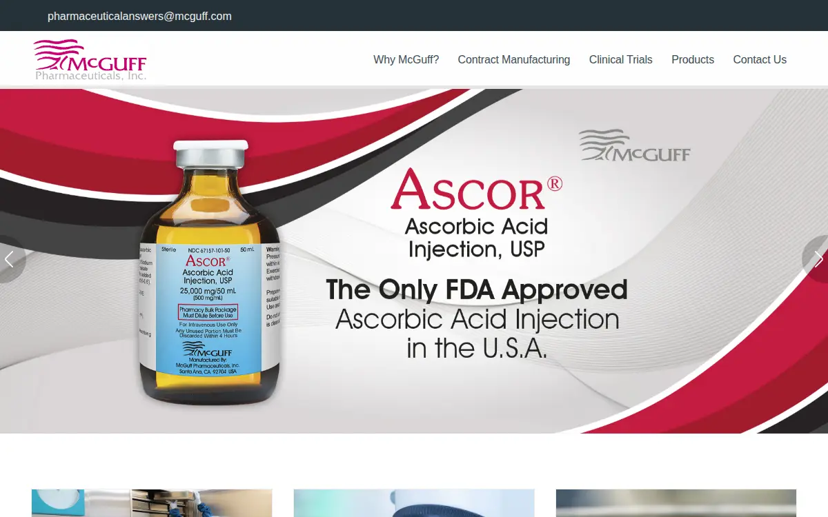Homepage of Mcguff Pharmaceuticals, INC