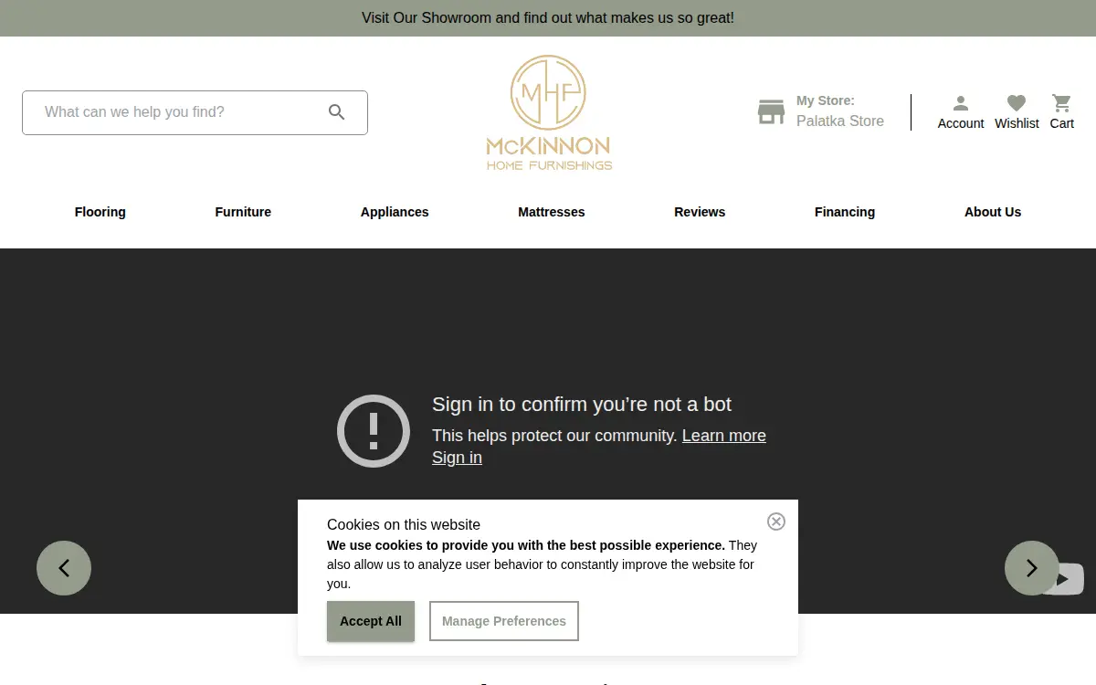 Homepage of Mckinnon Home Furnishings, INC.