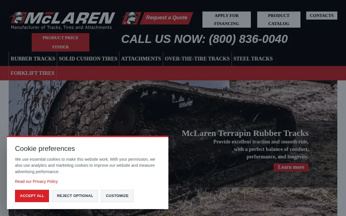 Homepage of Mclaren Industries, INC