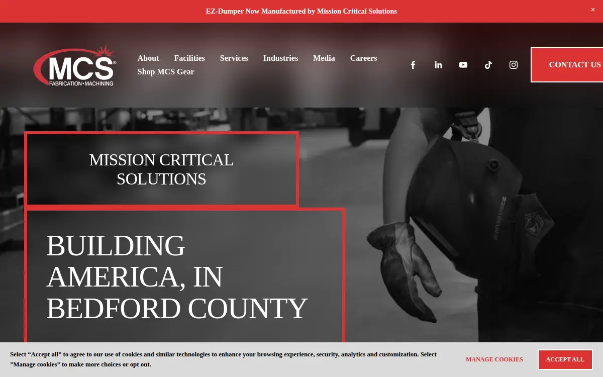 Homepage of Mission Critical Solutions, LLC