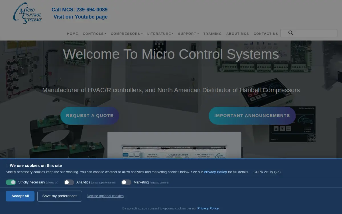 Homepage of Micro Control Systems, INC.