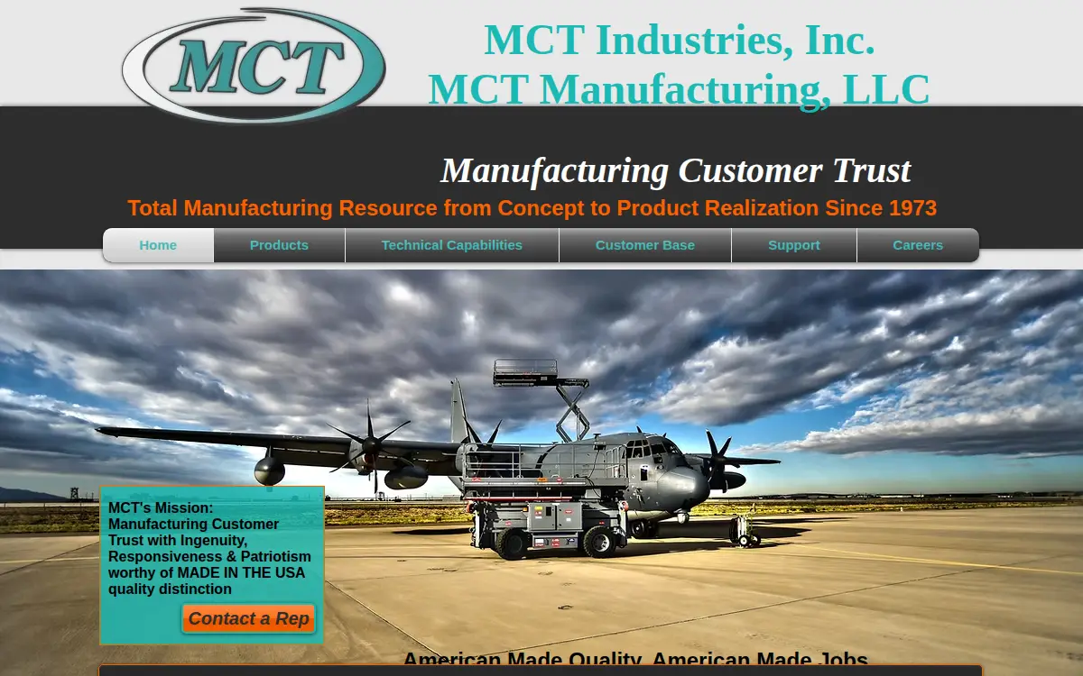 Homepage of Mct Industries, INC.