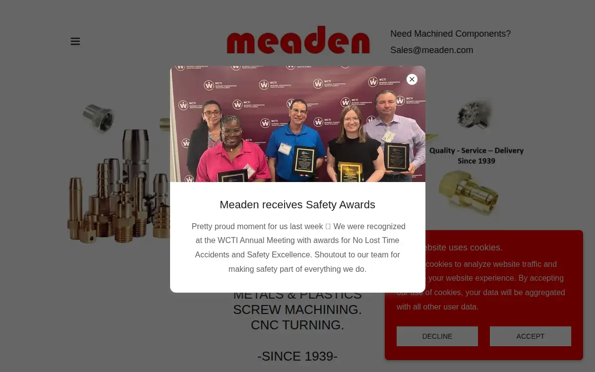 Homepage of Meaden Precision Machined Products Company