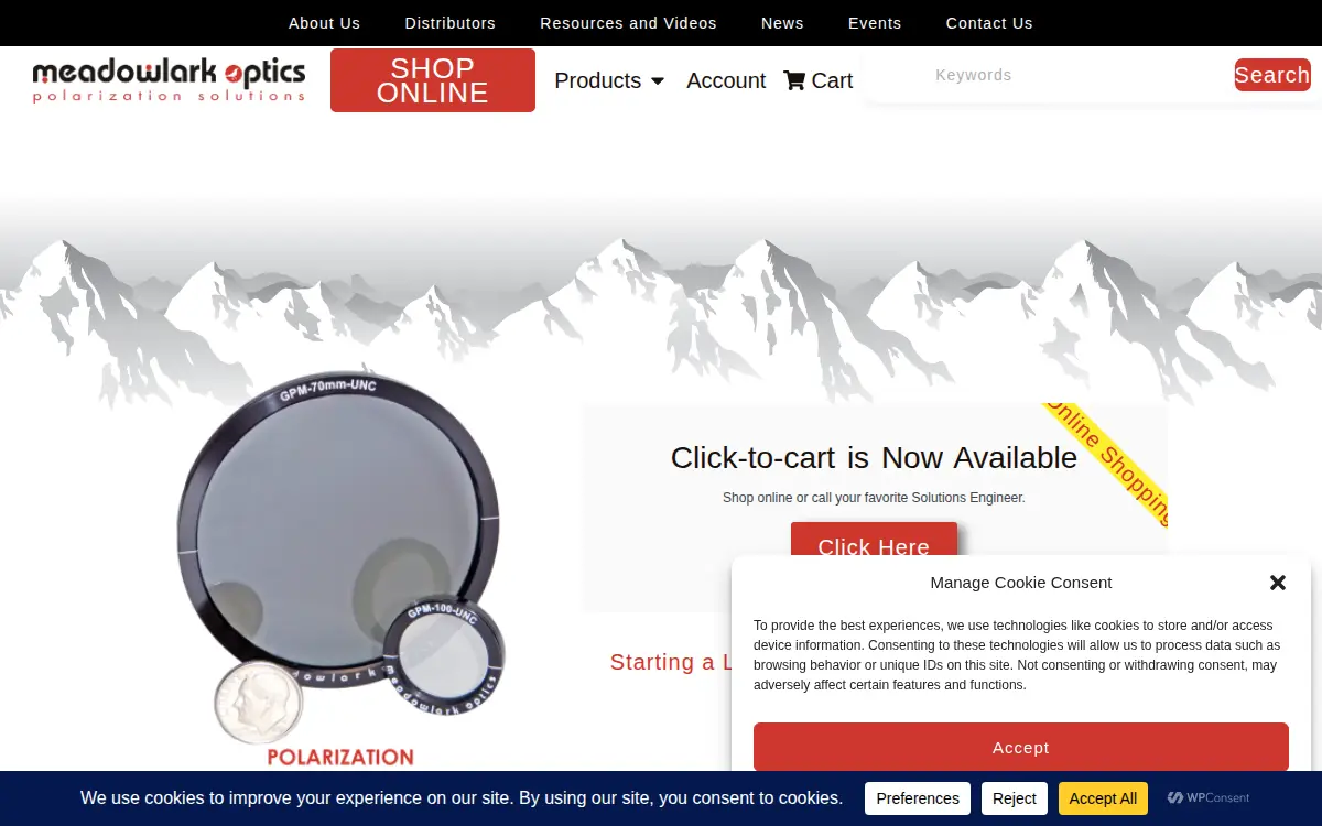 Homepage of Meadowlark Optics, INC.