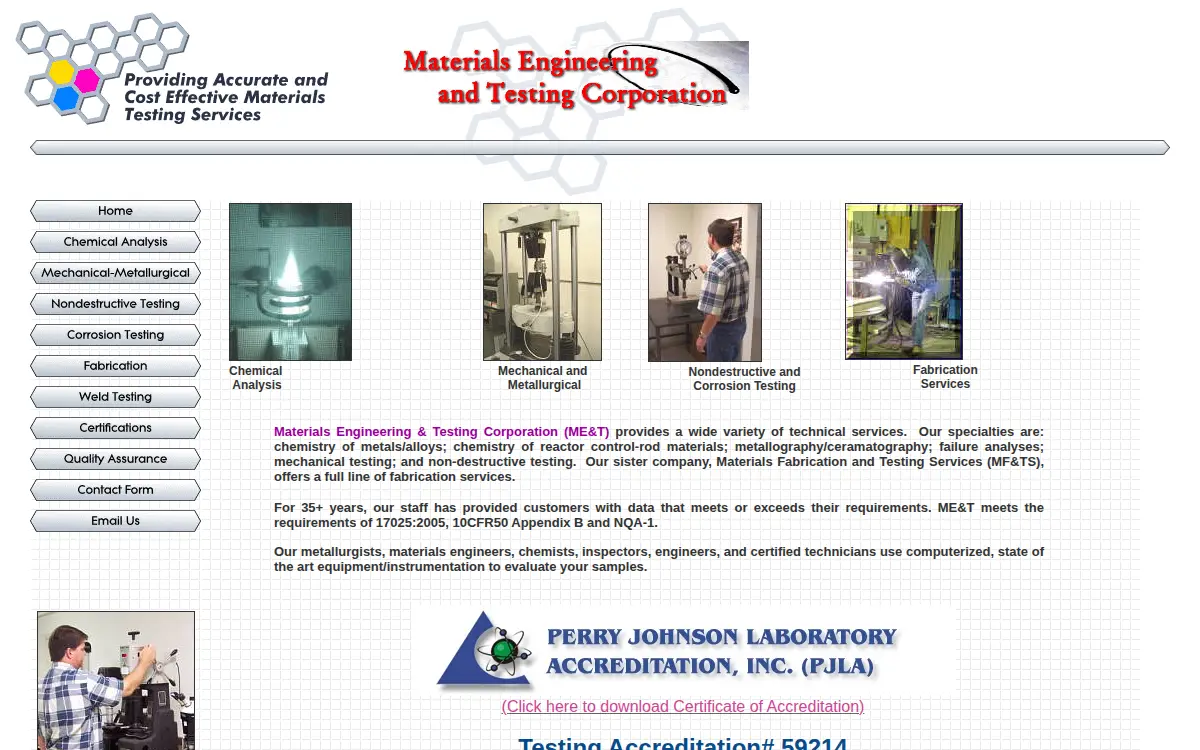 Homepage of Materials Fabrication and Testing Services, INC.