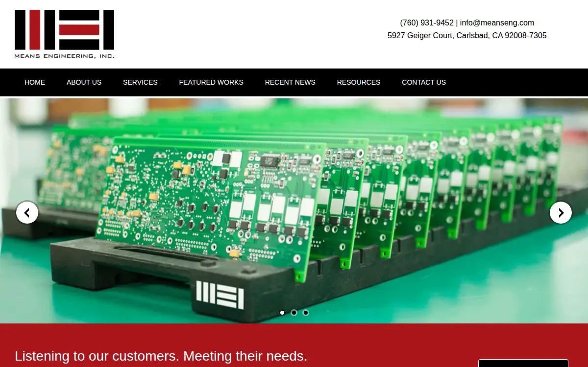 Homepage of Means Engineering, INC.