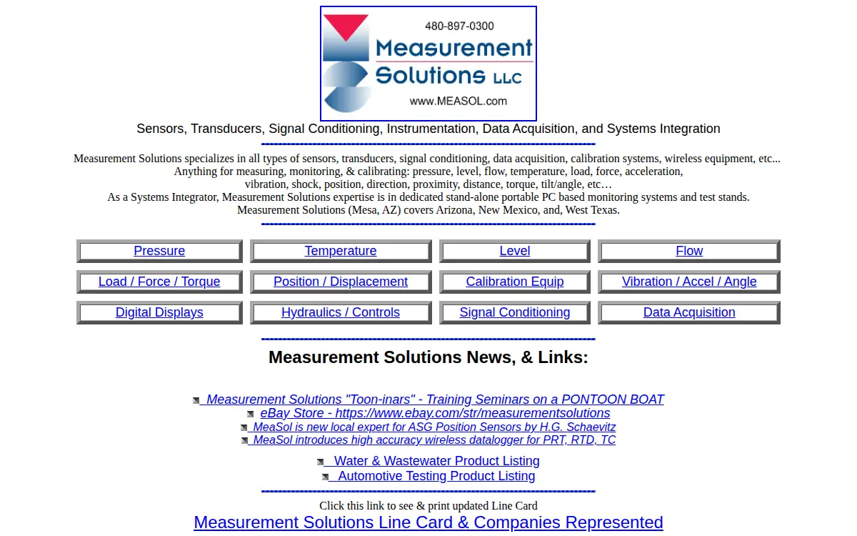 Homepage of Measurement Solutions LLC