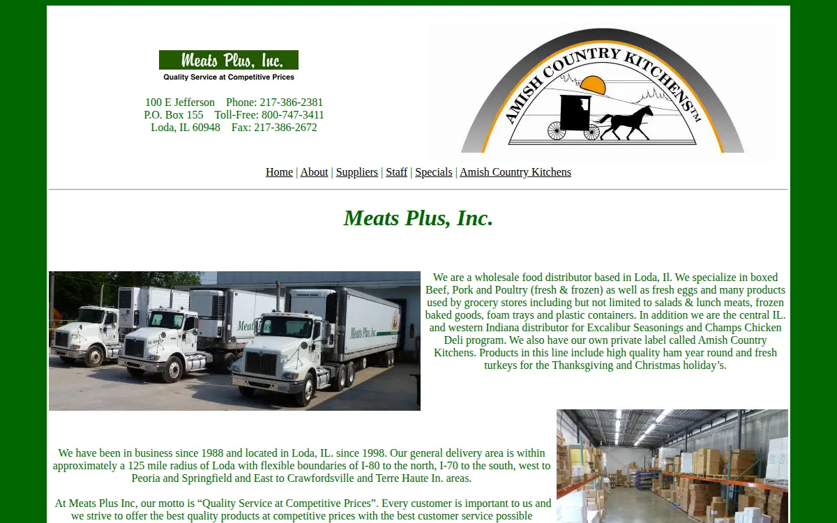 Homepage of Meats Plus INC
