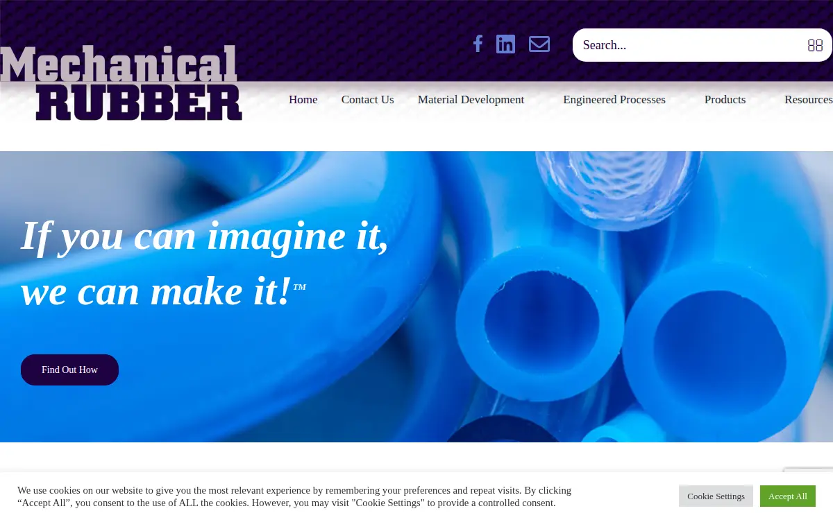 Homepage of Mechanical Rubber Products Company, INC.