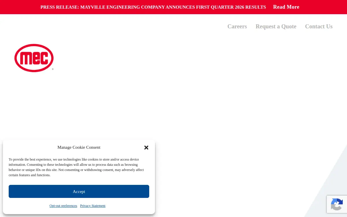 Homepage of Mayville Engineering Company, INC.