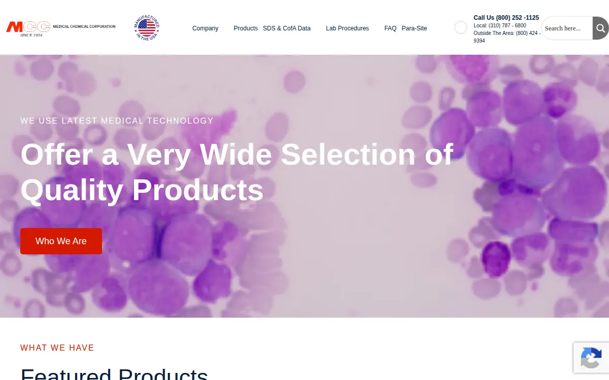 Homepage of Medical Chemical Corporation