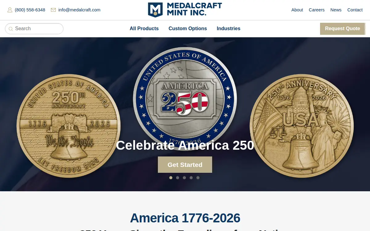 Homepage of The Medalcraft Mint, INC.