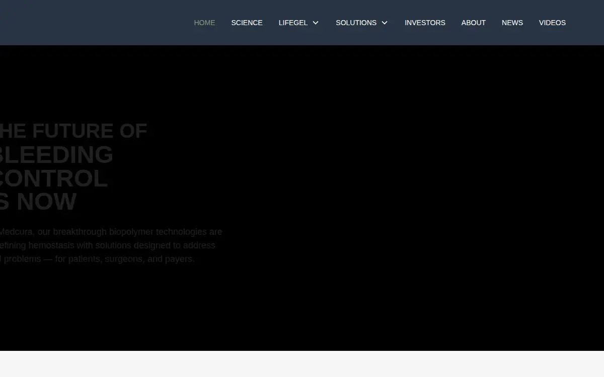 Homepage of Medcura, INC