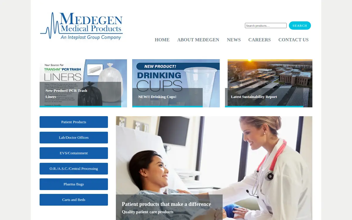 Homepage of Medegen Medical Products, LLC