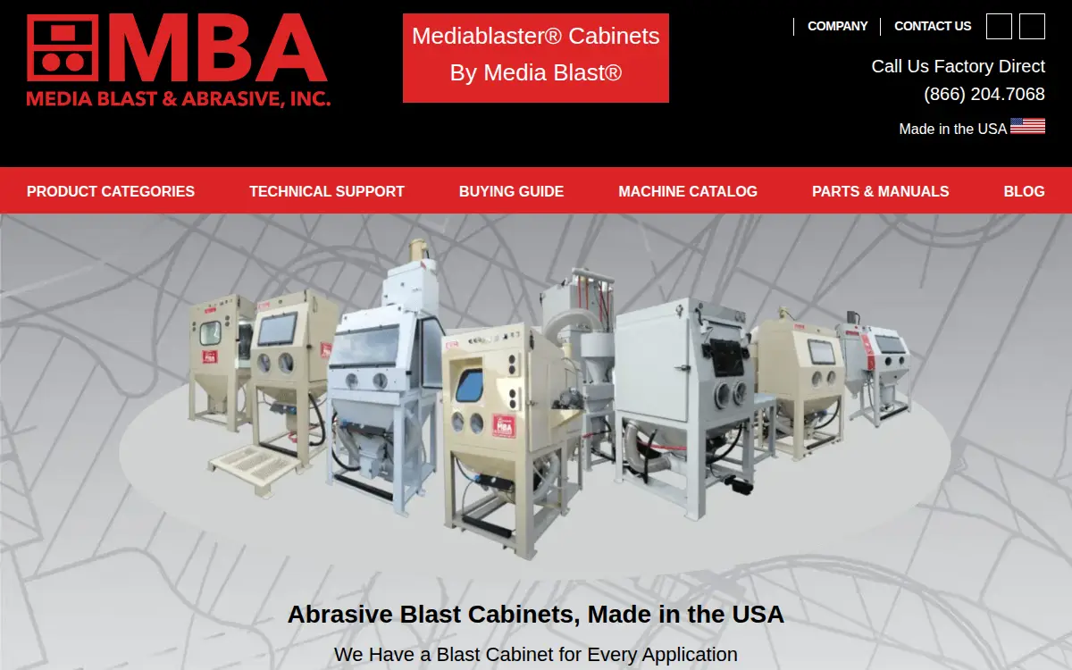 Homepage of Media Blast & Abrasive, INC.