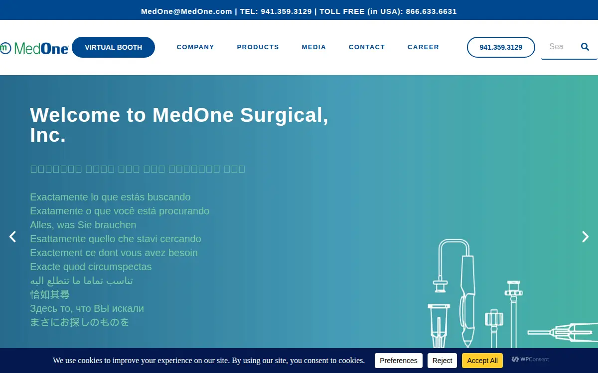 Homepage of Medone Surgical, INC