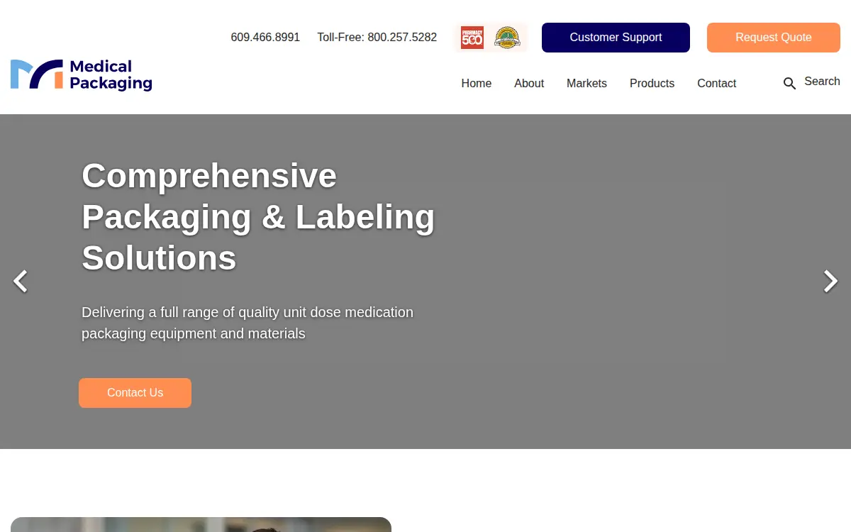Homepage of Medical Packaging Inc, LLC