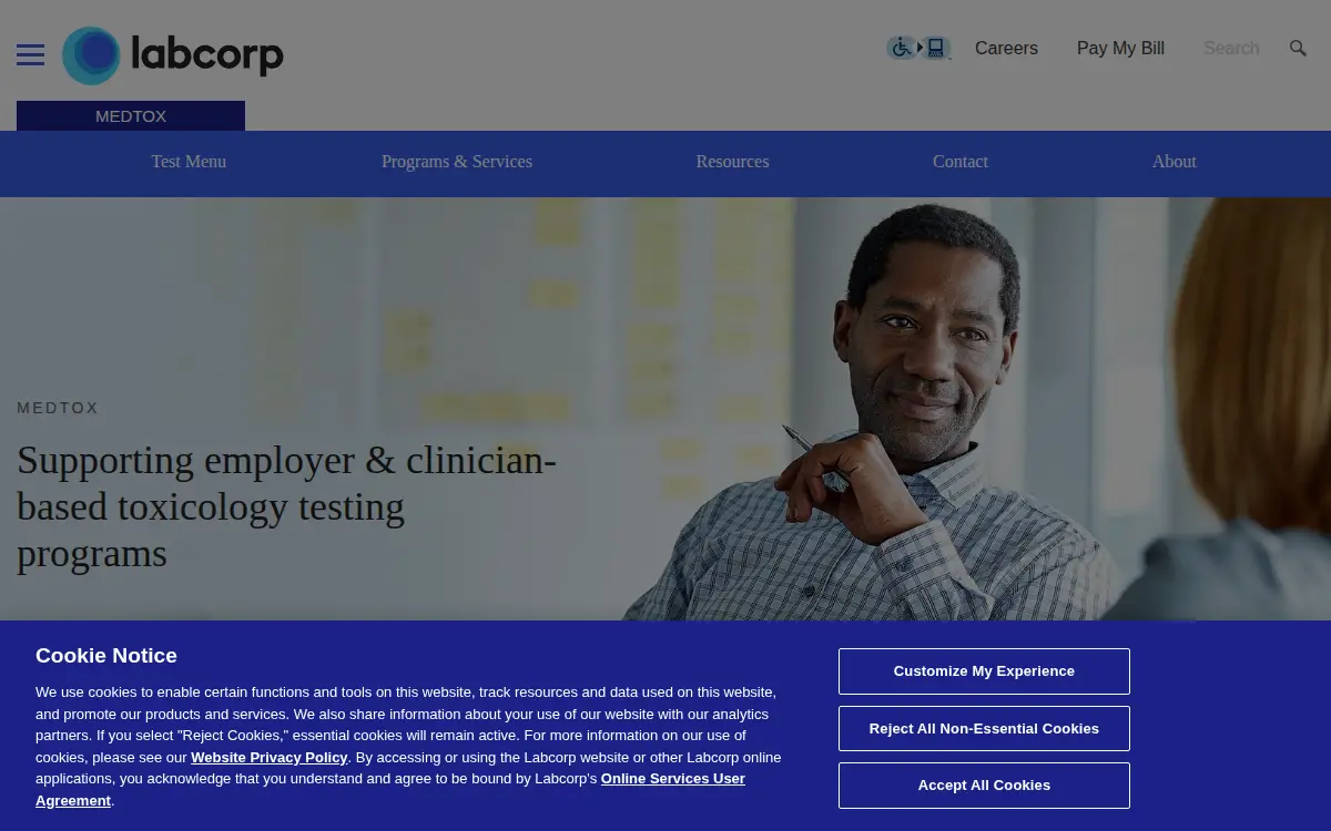 Homepage of Medtox Laboratories INC