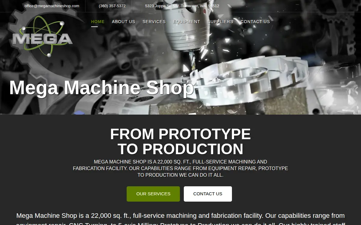 Homepage of Mega Machine Shop, INC.