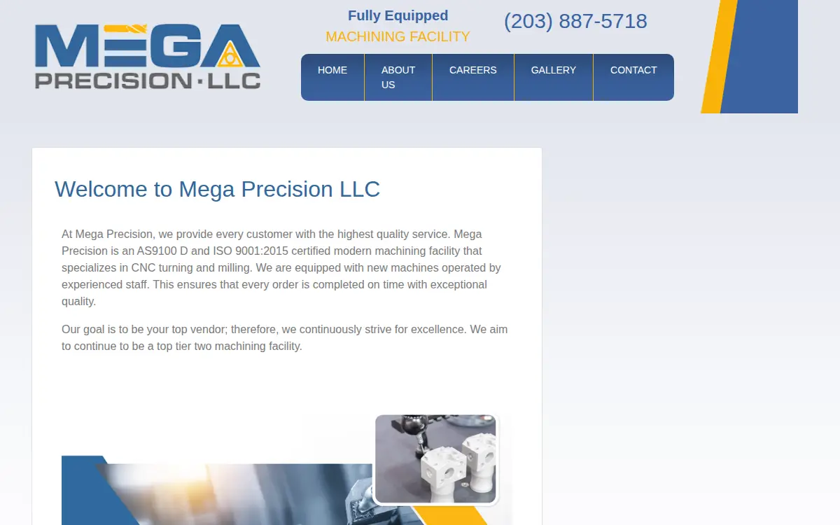 Homepage of Mega Precision LLC