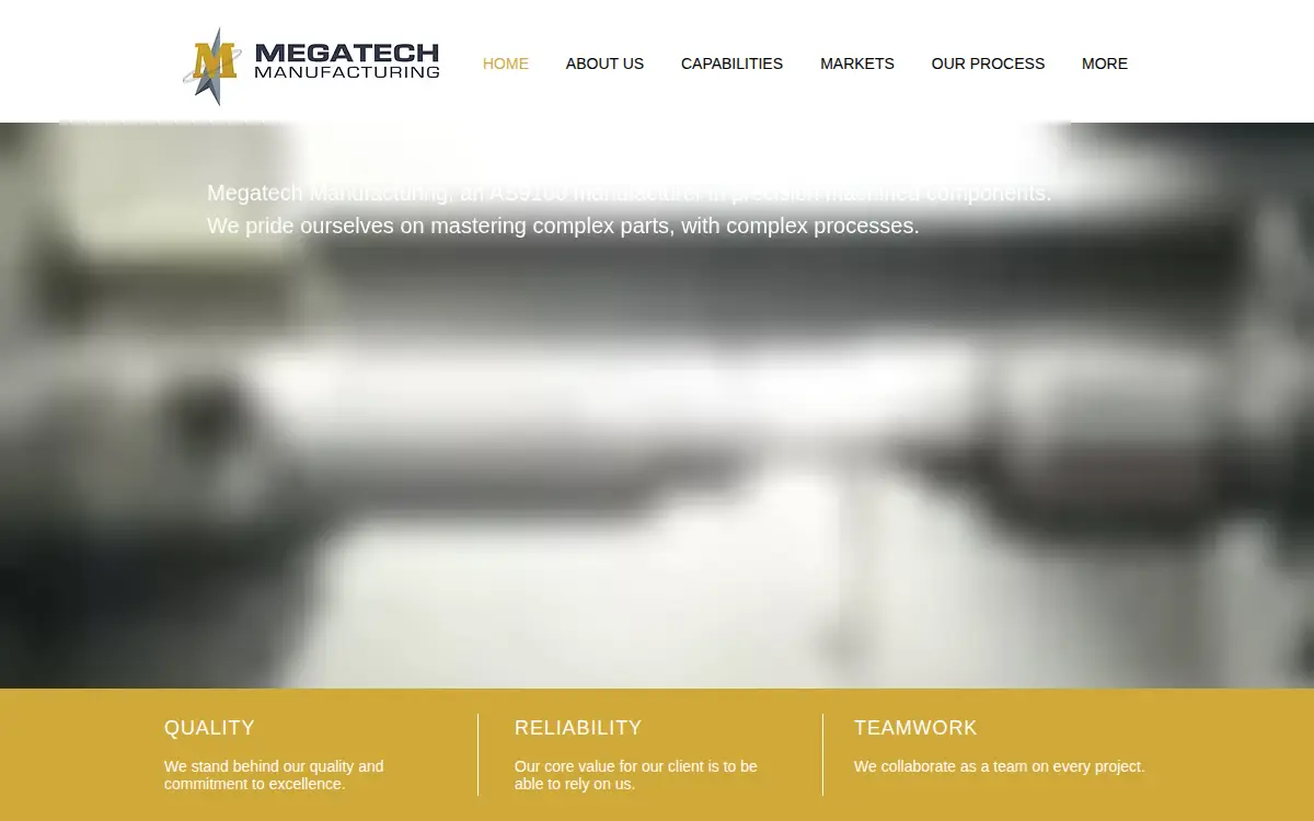 Homepage of Megatech Manufacturing LLC