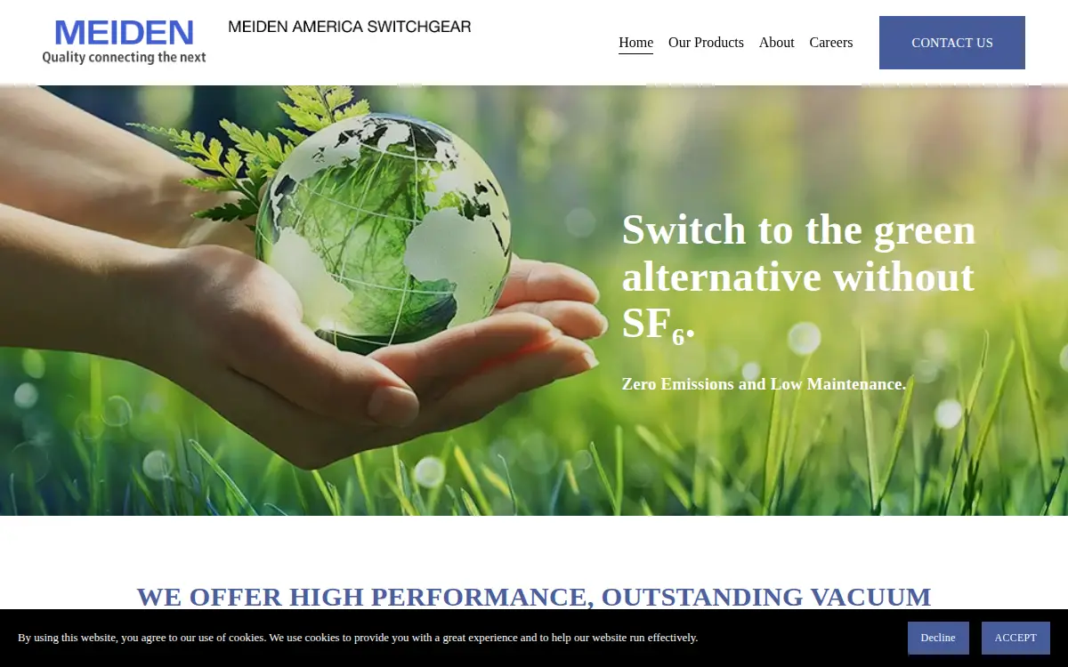 Homepage of Meiden America Switchgear, INC