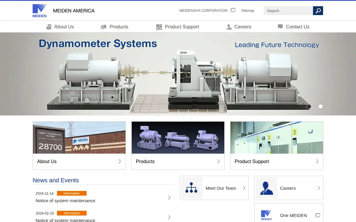 Homepage of Meiden America, INC.