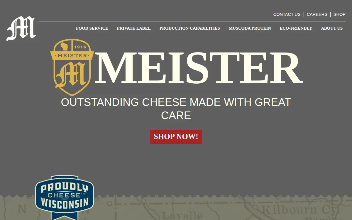 Homepage of Meister Cheese Company, LLC