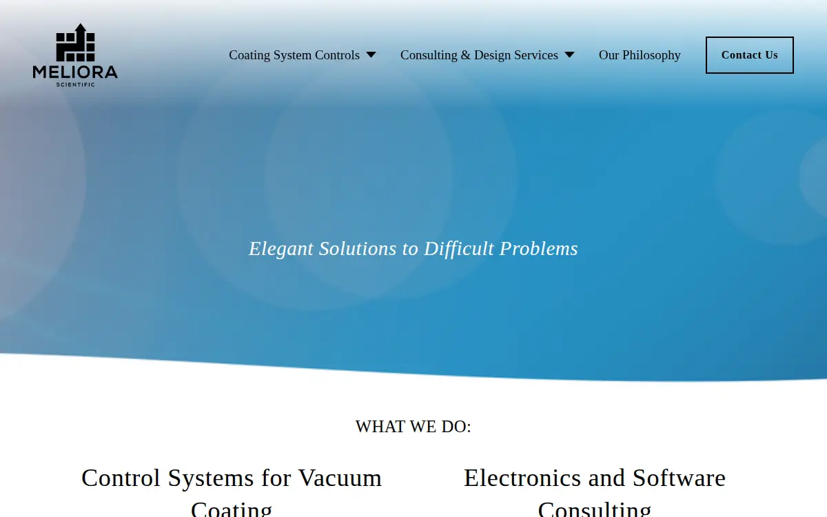 Homepage of Meliora Scientific INC.