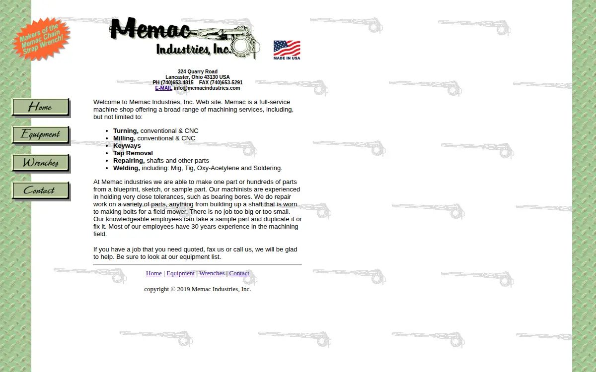 Homepage of Memac Industries INC.