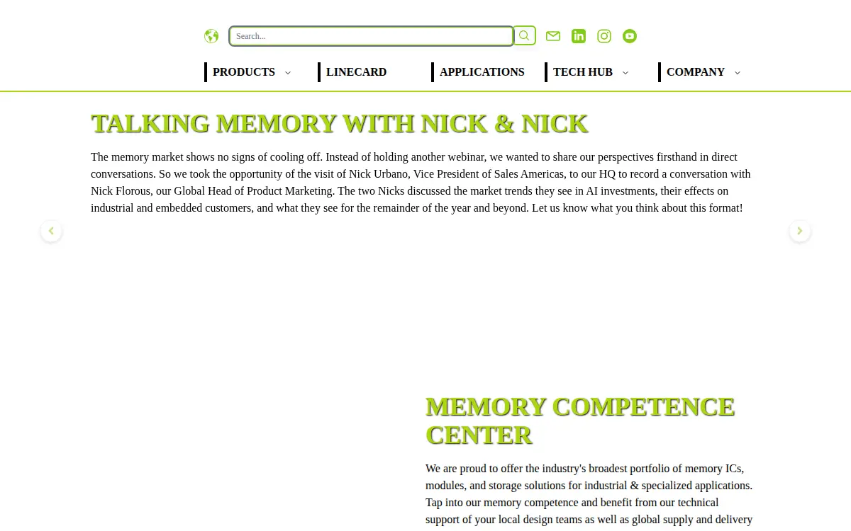 Homepage of Memphis Electronic, INC.