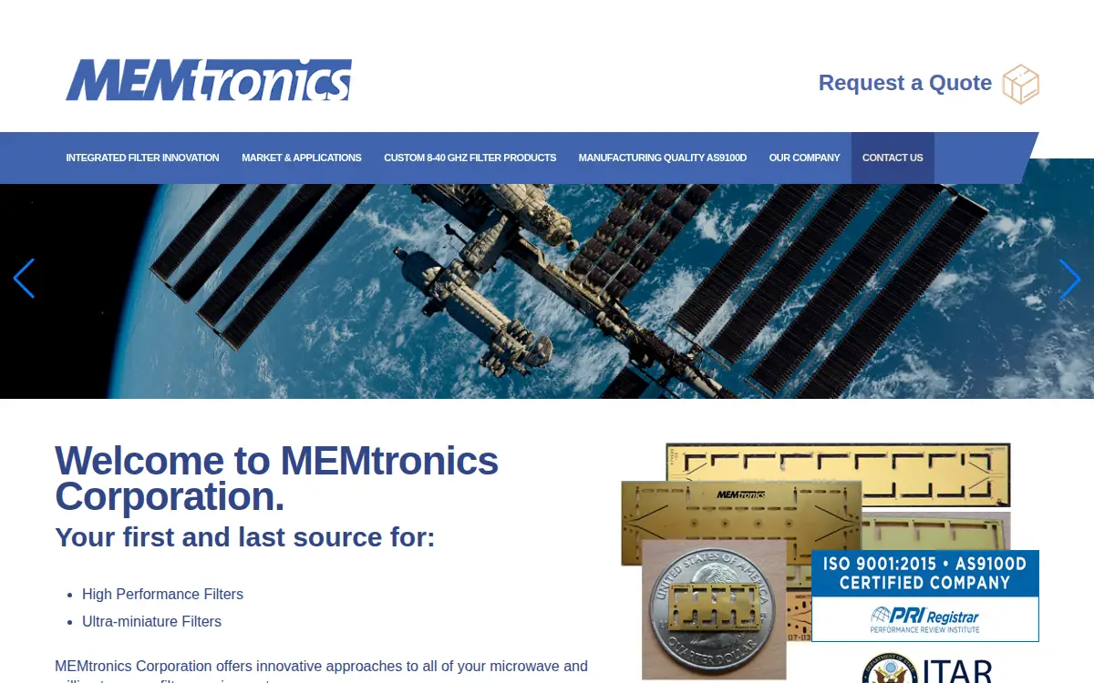 Homepage of Memtronics Corporation