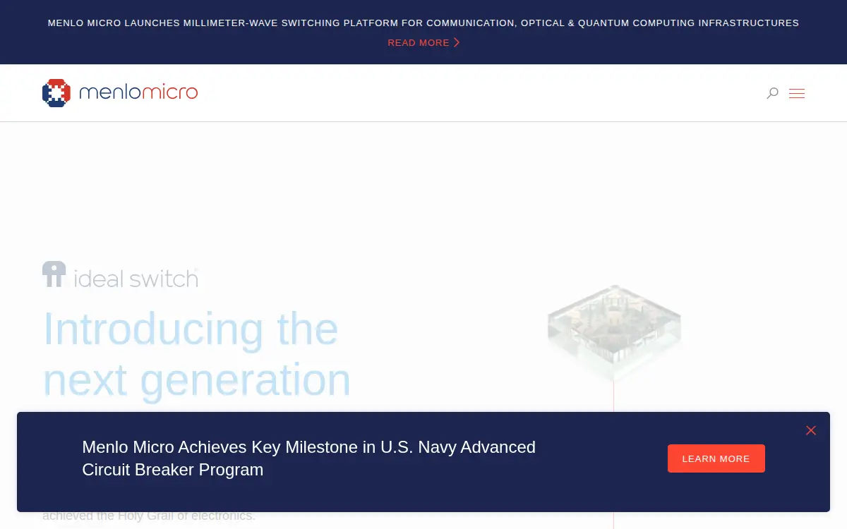 Homepage of Menlo Microsystems, INC.