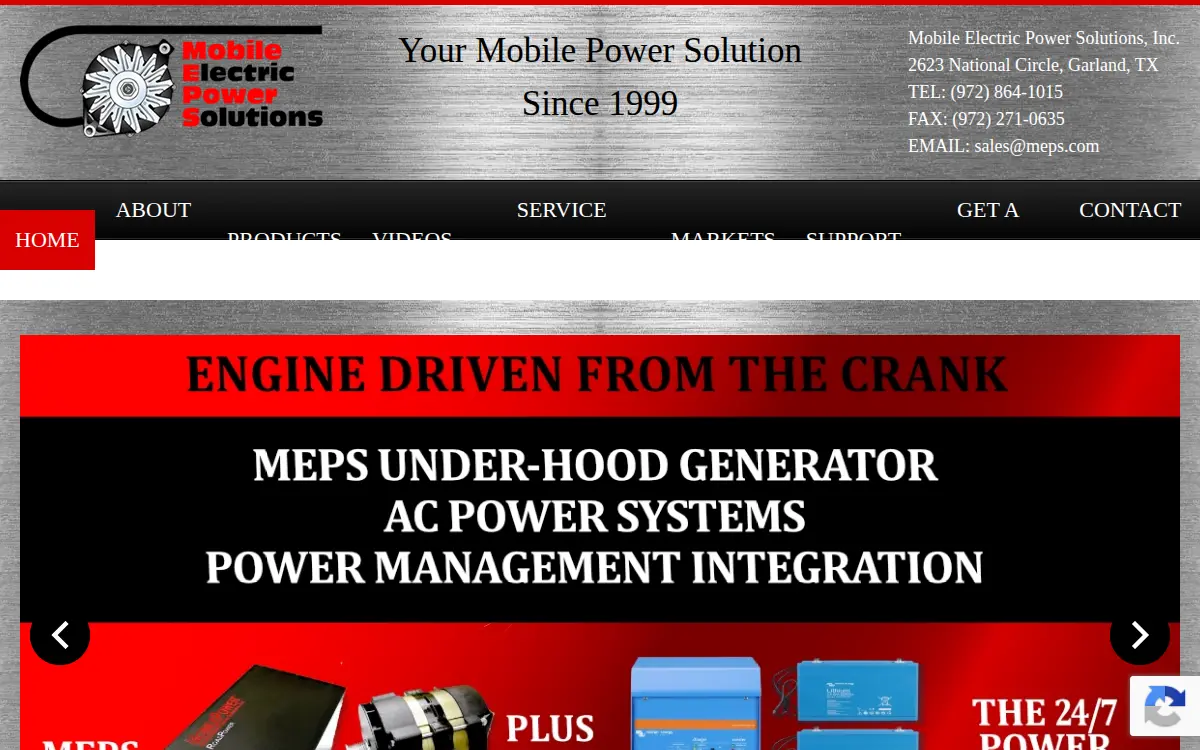 Homepage of Mobile Electric Power Solutions, INC.