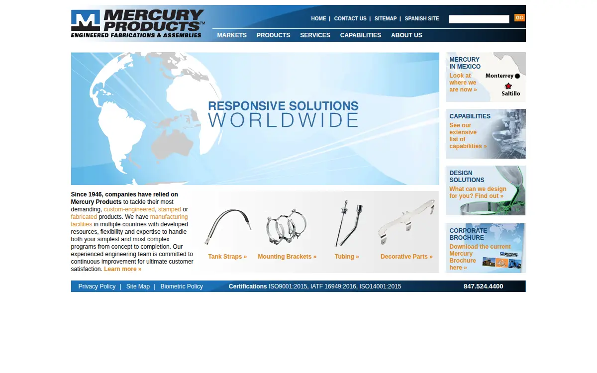 Homepage of Mercury Products CORP
