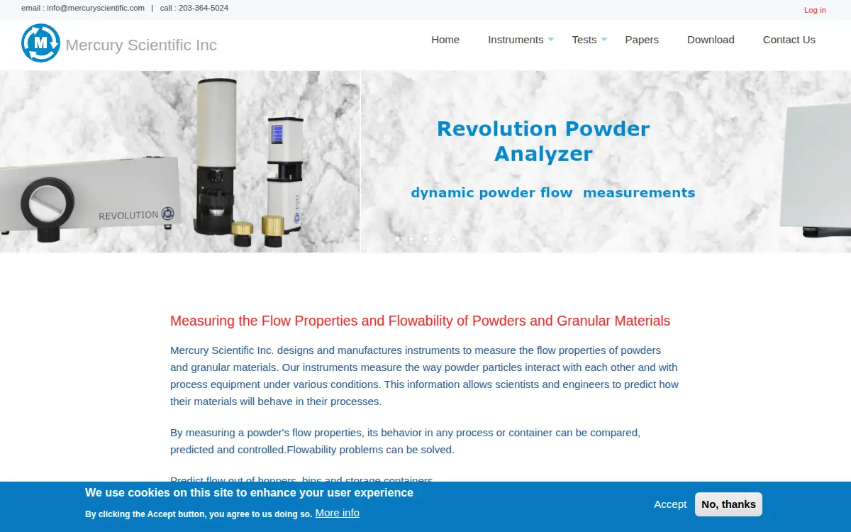 Homepage of Mercury Scientific INC.