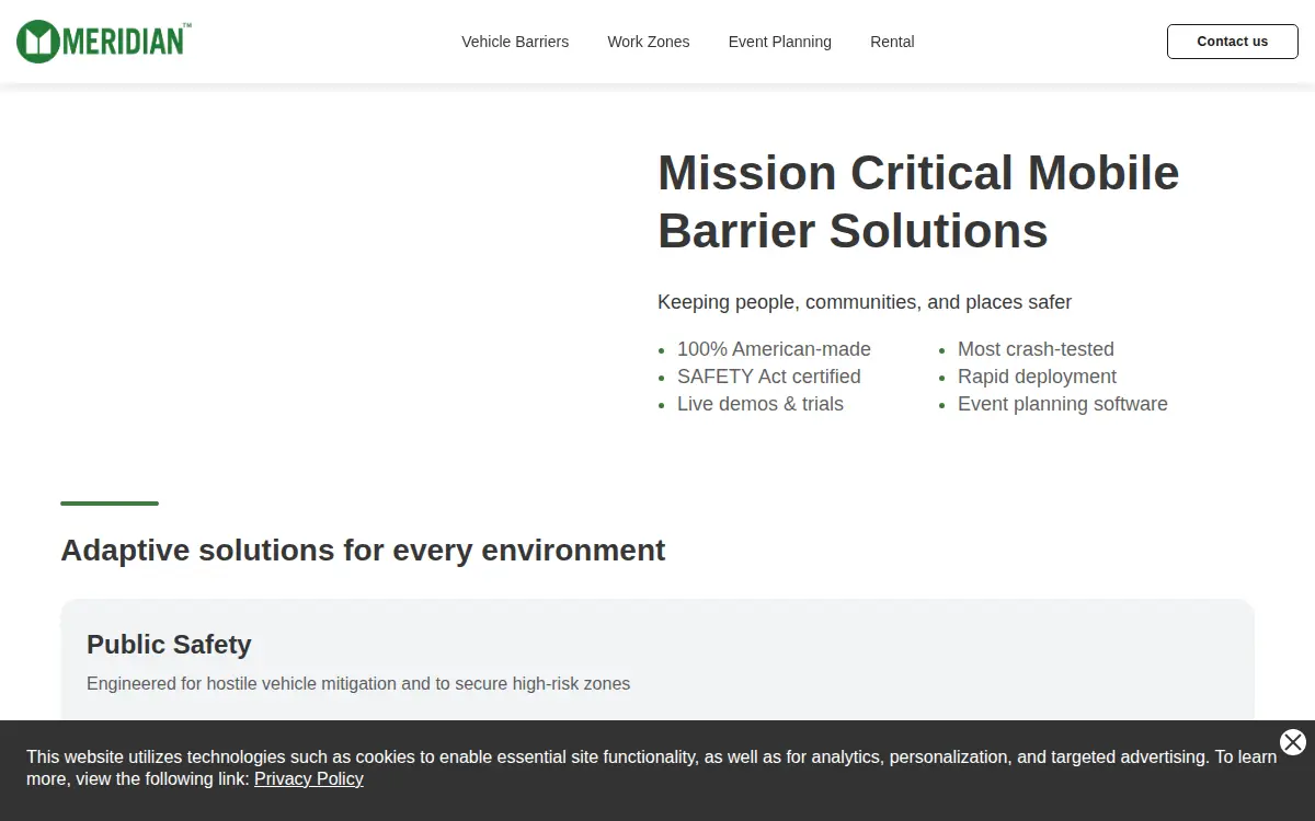 Homepage of Meridian Rapid Defense Group LLC