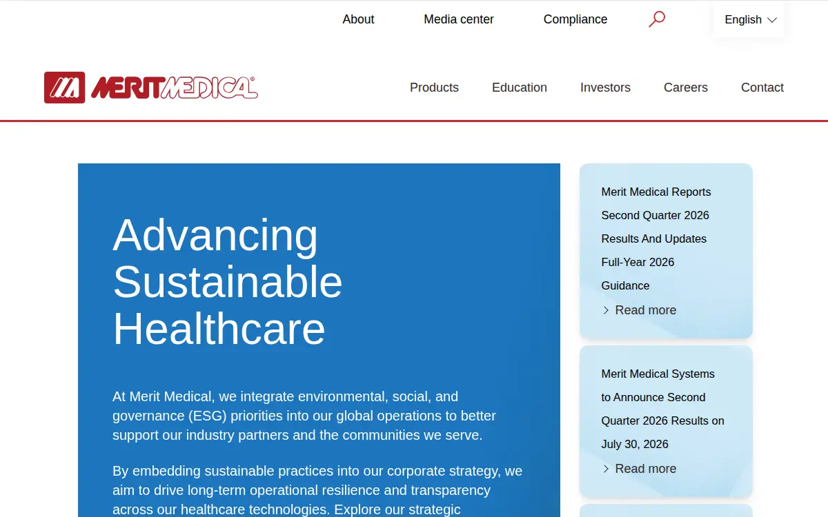 Homepage of Merit Medical Systems INC