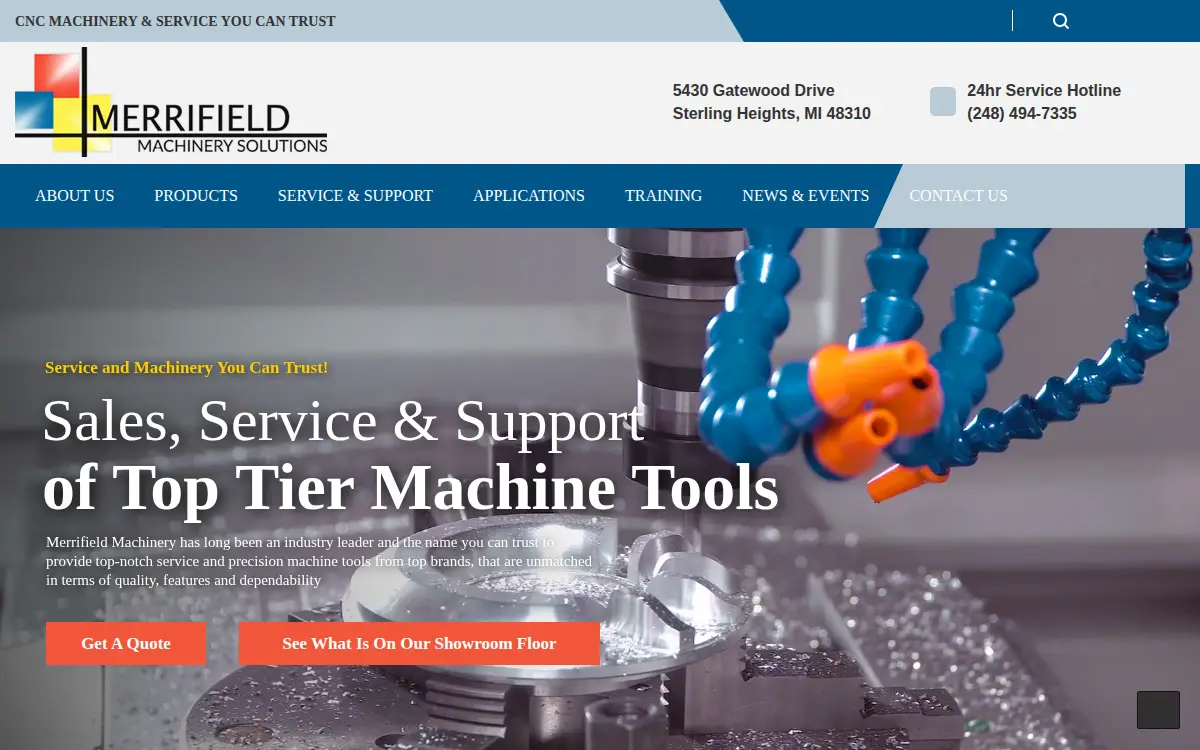 Homepage of Merrifield Machinery Solutions INC.